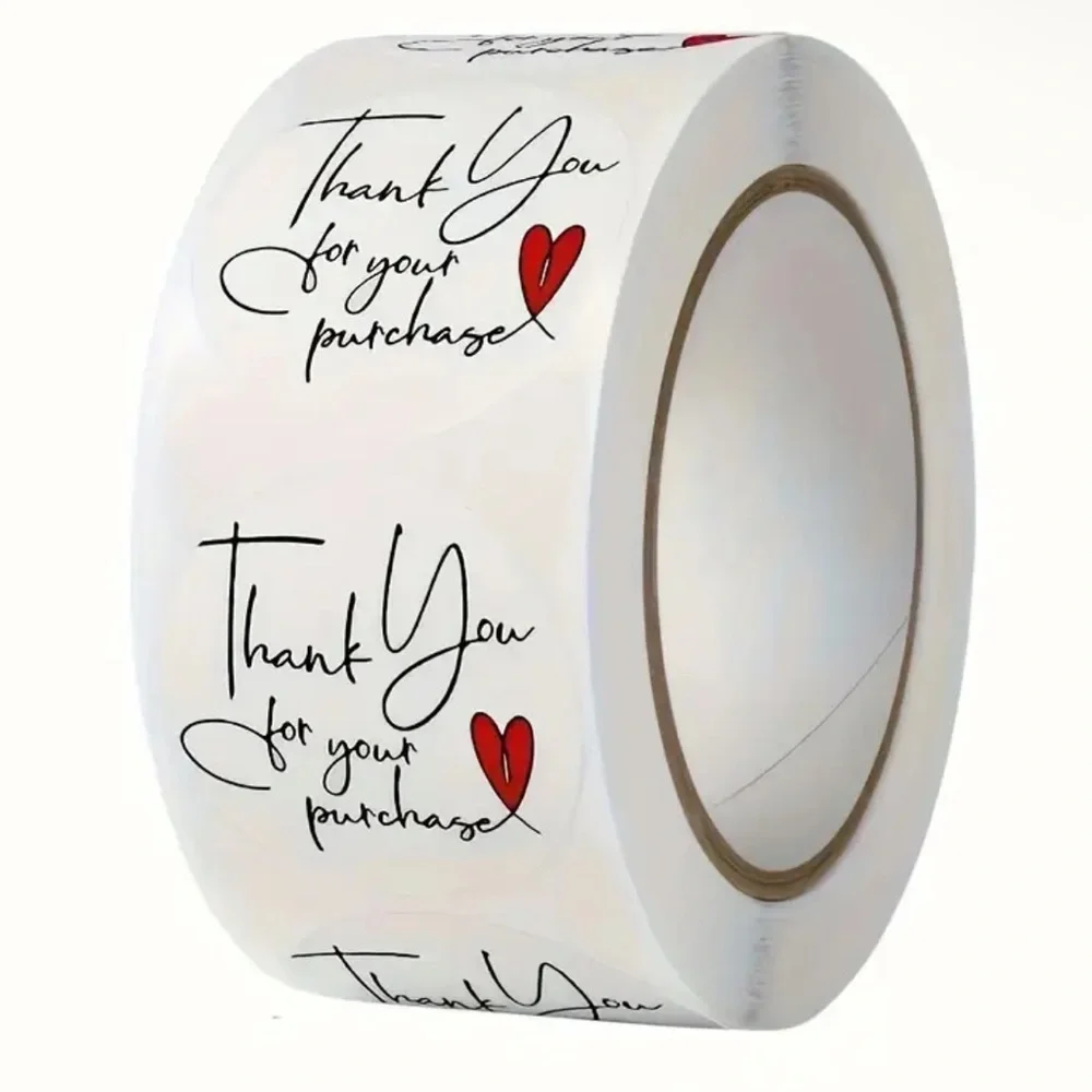 NWT 500 Thank You Stickers Red and White